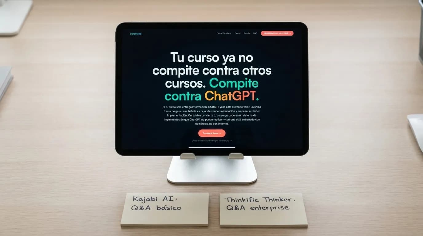 Kajabi AI vs Thinkific Thinker: comparativa (2026) — vista previa